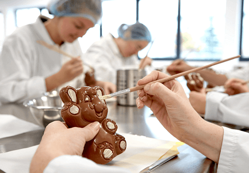 Decorating Chocolate during tour of Chocolate Factory